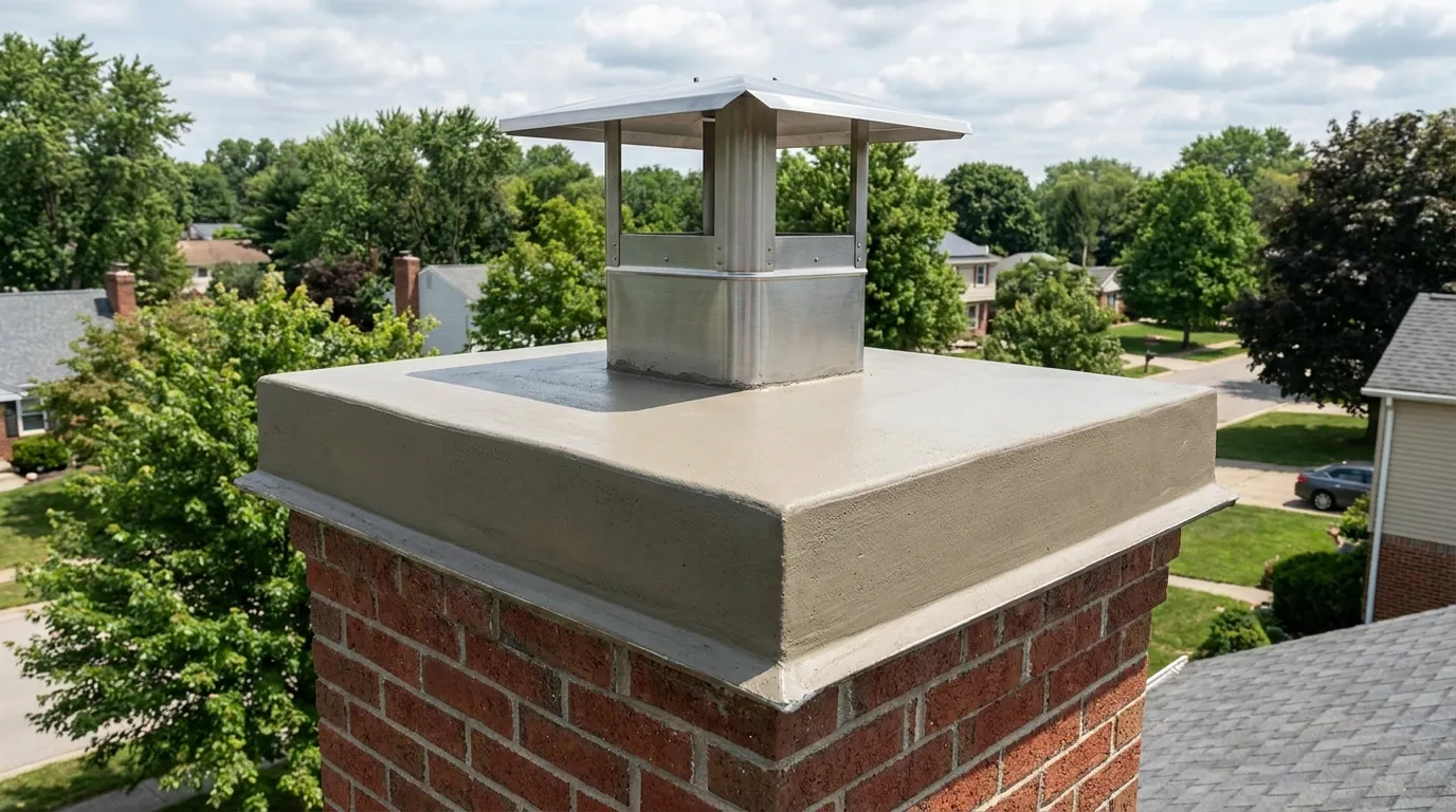 New poured chimney crown and stainless cap on a Vancouver, WA chimney
